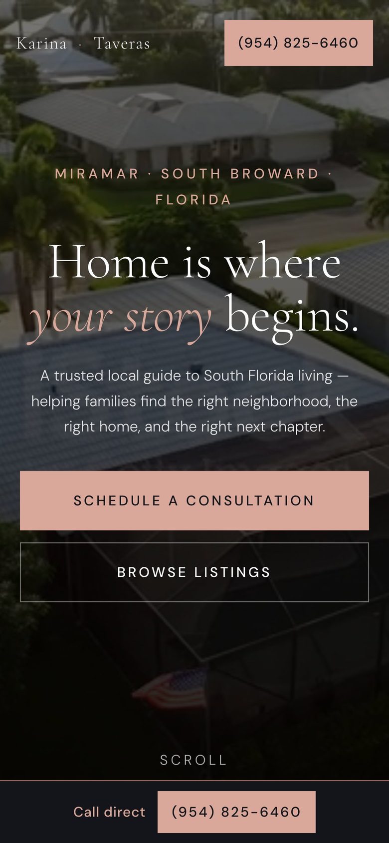 Karina Taveras realtor website mobile view, mobile-first real estate design